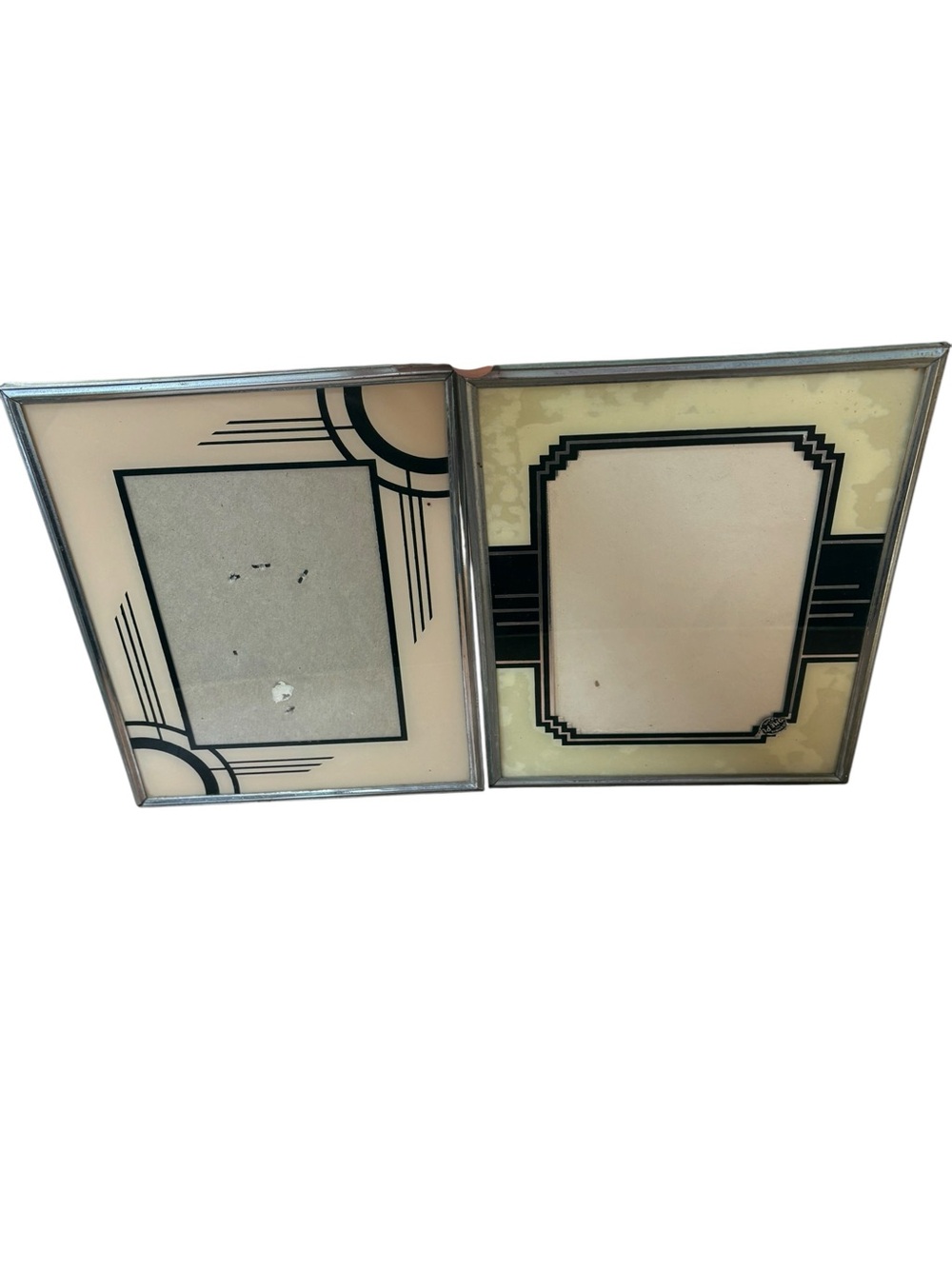 Lot of 2 Art Deco Vintage 1920s Glass Picture Frame 10x8 20s Metal Frame Antique - Picture 10 of 10
